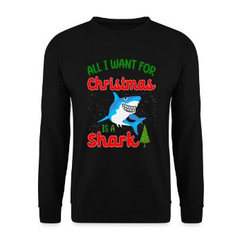 Tout ce que je veux pour Noël, c’est un requin - Sweat-shirt Unisexe - noir - Devant - Alina (178cm) & Michal (187cm)