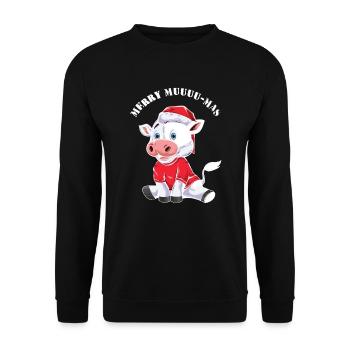 Merry Muu Mas Weihnachtsoutfit - Unisex Pullover - Schwarz - Vorne - Alina (178cm) & Michal (187cm)