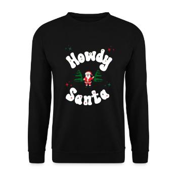 Howdy Santa Weihnachtsoutfit - Unisex Pullover - Schwarz - Vorne - Alina (178cm) & Michal (187cm)