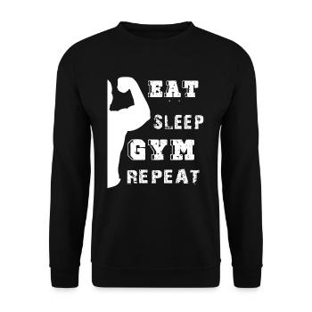 Eat sleep gym repeat Outfit - Unisex Sweatshirt - black - Front - Alina (178cm) & Michal (187cm)