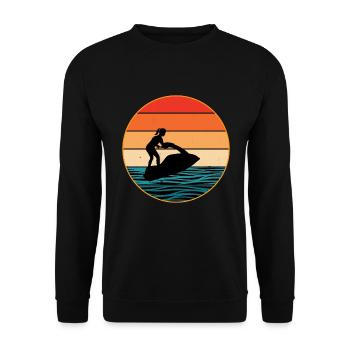 Vintage Retro Jet Wasserski Sonnenuntergang Wasser Silhouett - Unisex Pullover - Schwarz - Vorne - Alina (178cm) & Michal (187cm)