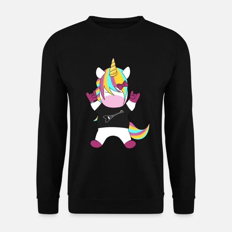 Regenbogen-Einhorn Rocker - Unisex Pullover - Schwarz