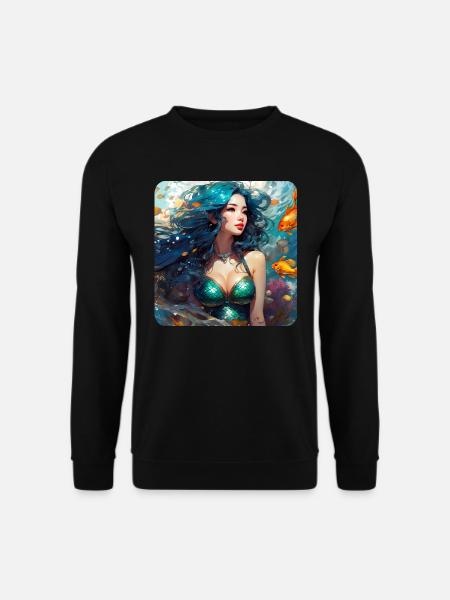 Cute mermaid with fish - Unisex Sweatshirt - black