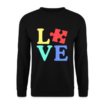 Heart Autism Awareness Puzzle - Unisex Sweatshirt - black - Front - Alina (178cm) & Michal (187cm)