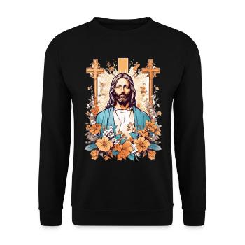 Jesus Christus - Unisex Pullover - Schwarz - Vorne - Alina (178cm) & Michal (187cm)