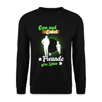 Opa und Enkel Freunde - Unisex Pullover - Schwarz - Vorne - Alina (178cm) & Michal (187cm)