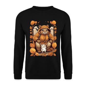 Süßes Eichhörnchen mit Maus - Unisex Pullover - Schwarz - Vorne - Alina (178cm) & Michal (187cm)