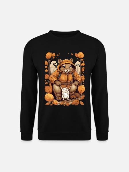 Cute squirrel with mouse - Unisex Sweatshirt - black