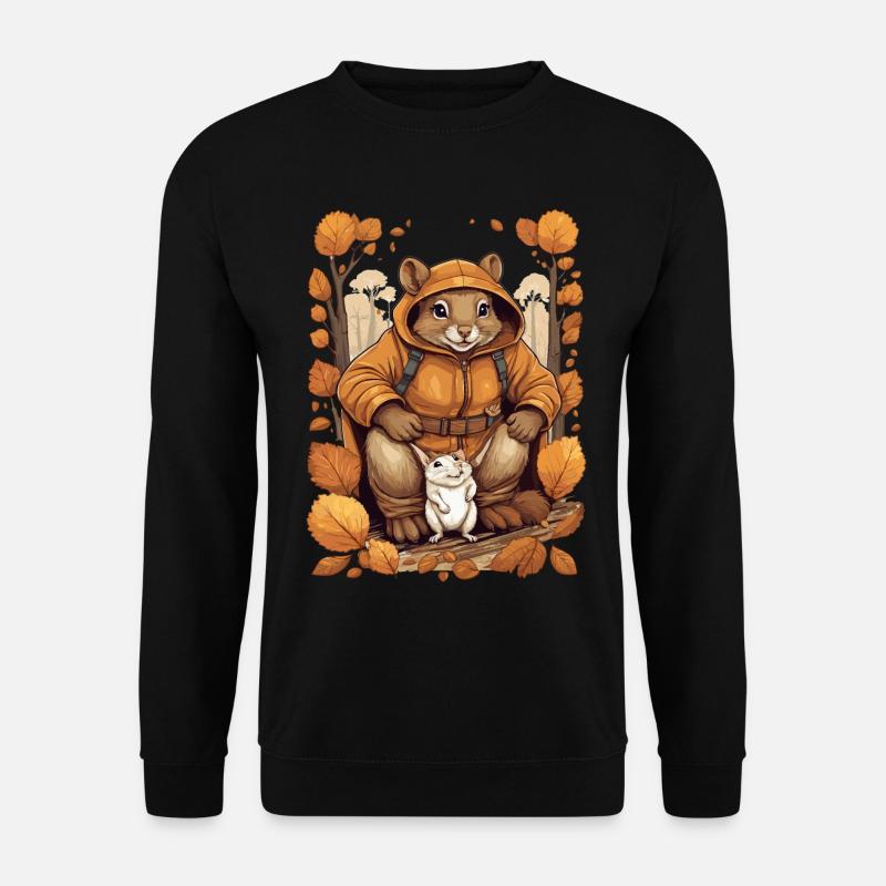 Süßes Eichhörnchen mit Maus - Unisex Pullover - Schwarz