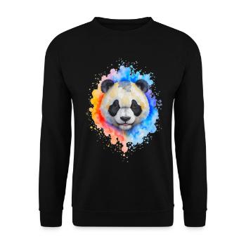 Wasserfarben Panda Splash - Unisex Pullover - Schwarz - Vorne - Alina (178cm) & Michal (187cm)
