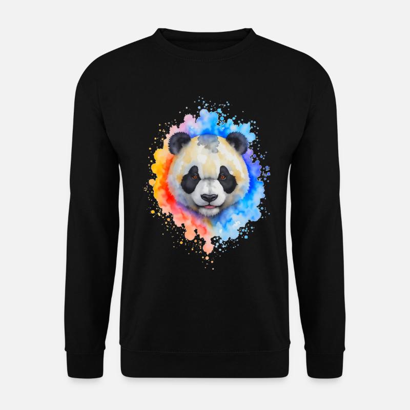 Wasserfarben Panda Splash - Unisex Pullover - Schwarz