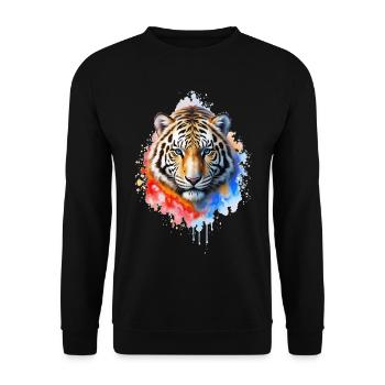Watercolor Tiger Portrait - Unisex Sweatshirt - black - Front - Alina (178cm) & Michal (187cm)