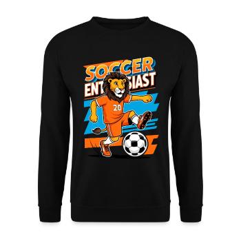Lion Soccer Player - Unisex Sweatshirt - black - Front - Alina (178cm) & Michal (187cm)