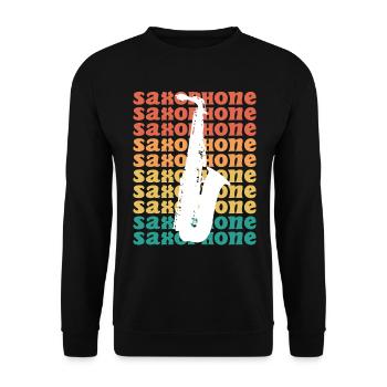 Vintage Musician Saxophonist Saxophone - Unisex Sweatshirt - black - Front - Alina (178cm) & Michal (187cm)