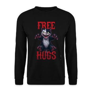 Funny Hugs For Free Horror Dark Cat Humor - Unisex Sweatshirt - black - Front - Alina (178cm) & Michal (187cm)
