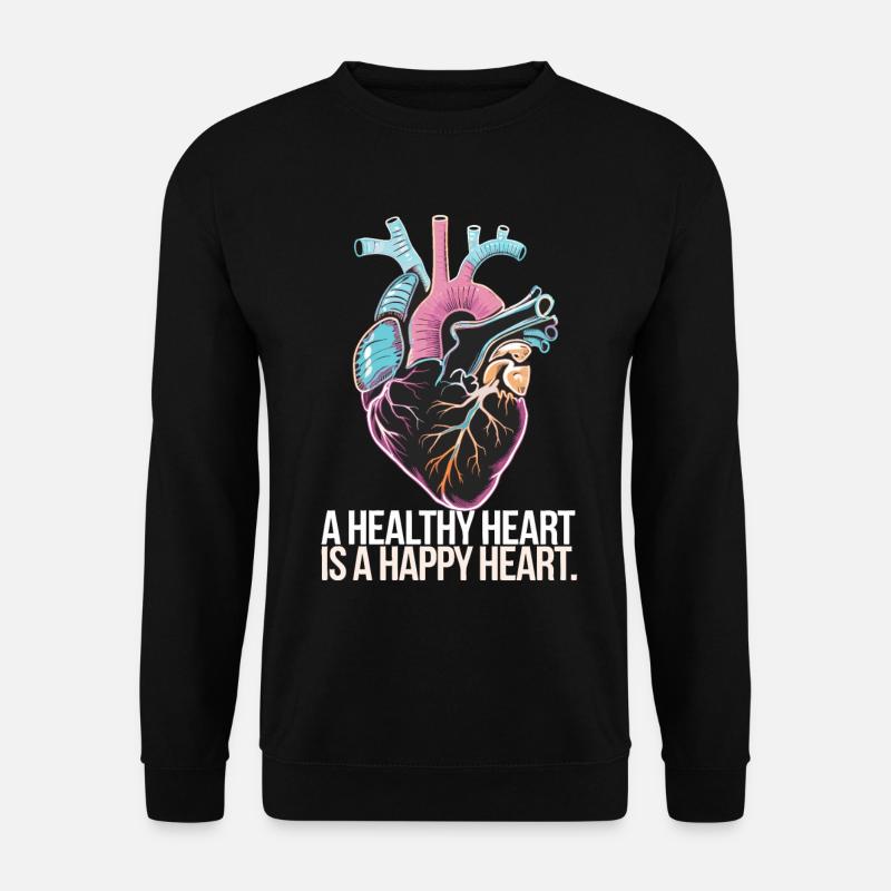 Herz mit bunter Anatomie und Liebesbotschaft - Unisex Pullover - Schwarz