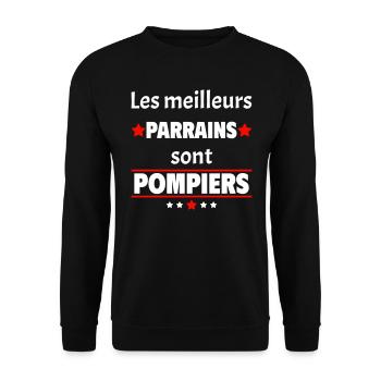 Les meilleurs parrains sont pompiers, cadeau noël - Sweat-shirt Unisexe - noir - Devant - Alina (178cm) & Michal (187cm)
