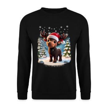 Elch - Moose - Weihnachten - Schnee - Unisex Pullover - Schwarz - Vorne - Alina (178cm) & Michal (187cm)
