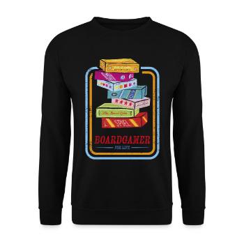 Retro Boardgamer for life - Unisex Sweatshirt - black - Front - Alina (178cm) & Michal (187cm)