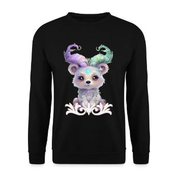 Ourson magique en paillettes pastel. - Sweat-shirt Unisexe - noir - Devant - Alina (178cm) & Michal (187cm)