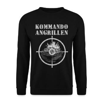 Feuergrill mit Zielscheibe & Grillszene - Unisex Pullover - Schwarz - Vorne - Alina (178cm) & Michal (187cm)