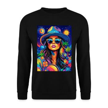 Femme planètes palmiers couleur - Sweat-shirt Unisexe - noir - Devant - Alina (178cm) & Michal (187cm)
