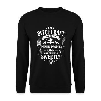 Bitchcraft Funny Witch Shirt – Sarcastic Halloween - Unisex Sweatshirt - black - Front - Alina (178cm) & Michal (187cm)