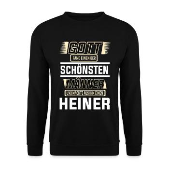 Heiner der schönste Mann von Gott geformt Design - Unisex Pullover - Schwarz - Vorne - Alina (178cm) & Michal (187cm)