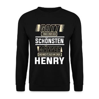 Henry der schönste Mann von Gott geformt Design - Unisex Pullover - Schwarz - Vorne - Alina (178cm) & Michal (187cm)
