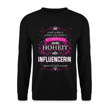 Eure Hoheit die Influencerin betritt den Raum - Unisex Pullover - Schwarz - Vorne - Alina (178cm) & Michal (187cm)
