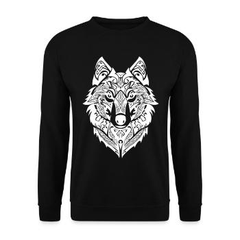 Tribal Wolf Nordic Tattoo - Unisex Sweatshirt - black - Front - Alina (178cm) & Michal (187cm)