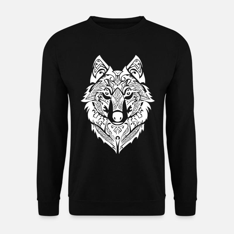 Tribal Wolf Nordic Tattoo - Unisex Pullover - Schwarz
