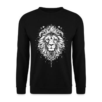 Detailed lion portrait in mandala design - Unisex Sweatshirt - black - Front - Alina (178cm) & Michal (187cm)