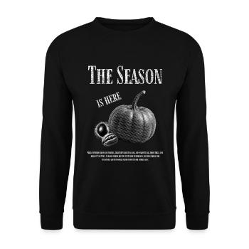 Herbst Design mit Kürbis und Walnuss - Unisex Pullover - Schwarz - Vorne - Alina (178cm) & Michal (187cm)