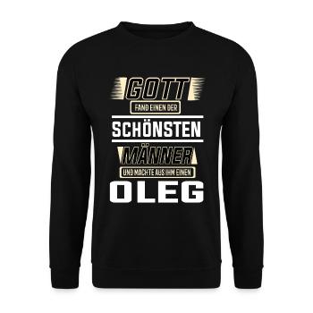 Oleg the Most Beautiful Man Shaped by God Design - Unisex Sweatshirt - black - Front - Alina (178cm) & Michal (187cm)