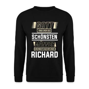 Richard le plus bel homme façonné par Dieu Design - Sweat-shirt Unisexe - noir - Devant - Alina (178cm) & Michal (187cm)