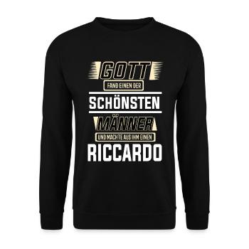 Riccardo the Most Beautiful Man Shaped by God Design - Unisex Sweatshirt - black - Front - Alina (178cm) & Michal (187cm)