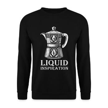 Kaffeekanne Design – Liquid Inspiration - Unisex Pullover - Schwarz - Vorne - Alina (178cm) & Michal (187cm)