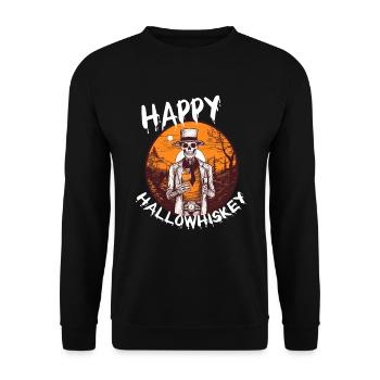 Halloween Whiskey Vintage Party Outfit - Unisex Pullover - Schwarz - Vorne - Alina (178cm) & Michal (187cm)