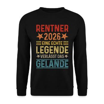 Pensioners 2026 - A legend leaves the site - Unisex Sweatshirt - black - Front - Alina (178cm) & Michal (187cm)
