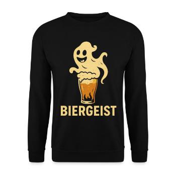 Biergeist lustiger Spruch - Happy Halloween - Unisex Pullover - Schwarz - Vorne - Alina (178cm) & Michal (187cm)