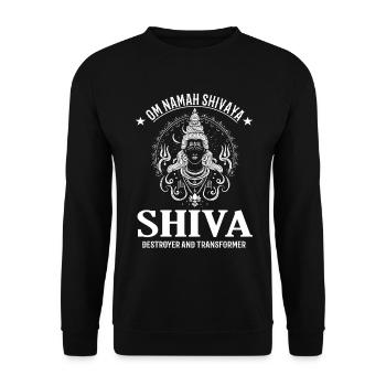 Shiva Design – Powerful Deity - Unisex Sweatshirt - black - Front - Alina (178cm) & Michal (187cm)