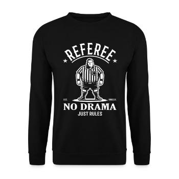 Schiedsrichter Design – No Drama Just Rules - Unisex Pullover - Schwarz - Vorne - Alina (178cm) & Michal (187cm)