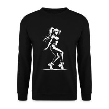 Streetdance Tänzerin – Cooles Design - Unisex Pullover - Schwarz - Vorne - Alina (178cm) & Michal (187cm)
