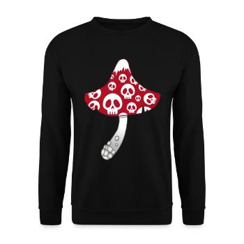 Red Mushroom with White Skulls - Unisex Sweatshirt - black - Front - Alina (178cm) & Michal (187cm)