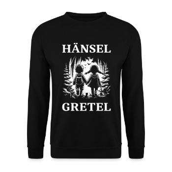 Hänsel & Gretel – Lustiges Comic Design - Unisex Pullover - Schwarz - Vorne - Alina (178cm) & Michal (187cm)