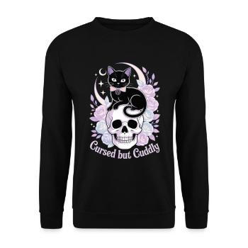 Maudit et câlin : Crâne de chat - Sweat-shirt Unisexe - noir - Devant - Alina (178cm) & Michal (187cm)