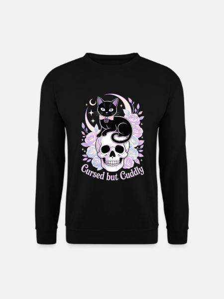 Cursed and Cuddly: Cat Skull - Unisex Sweatshirt - black
