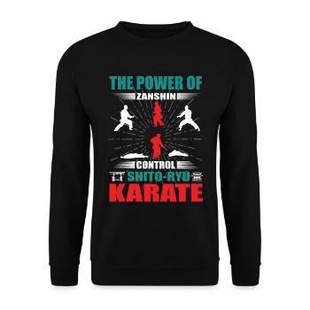 Shito-Ryu Karate Zanshin Design - Unisex Pullover - Schwarz - Vorne - Alina (178cm) & Michal (187cm)