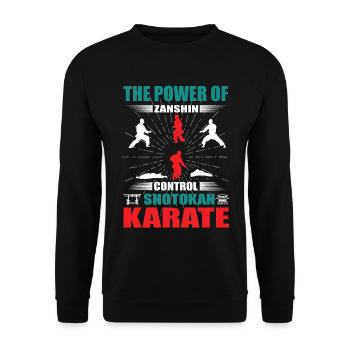 Shotokan Karate Zanshin Design - Unisex Sweatshirt - black - Front - Alina (178cm) & Michal (187cm)